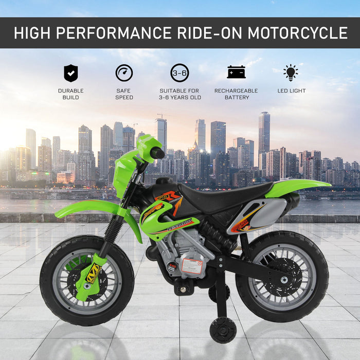 Kids Electric Motorbike - 6V Battery-Powered Ride-On Motorcycle, Green - Perfect for Young Adventurers