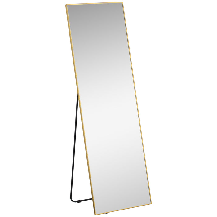 Gold-Framed Full-Length Mirror - 160x50cm Wall-Mounted or Freestanding Rectangular Dressing Mirror - Ideal for Bedrooms and Living Rooms