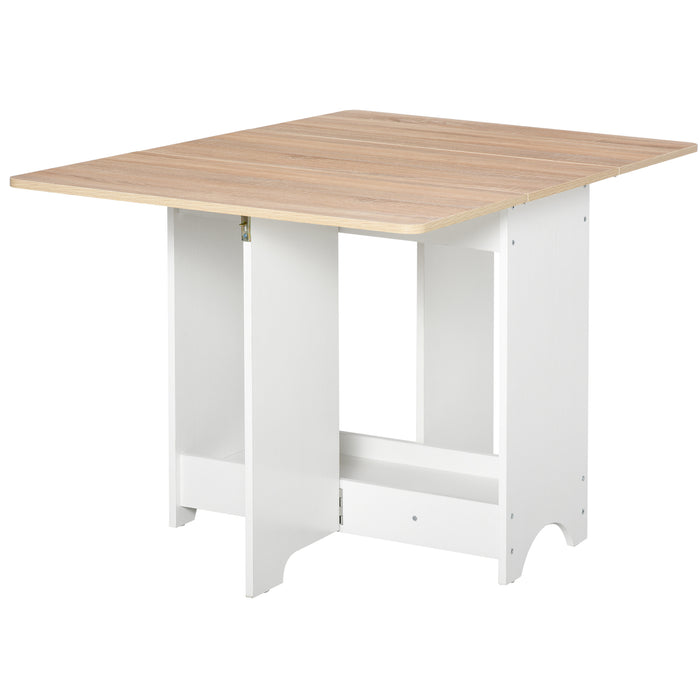 Space-Saving Foldable Dining Table - Drop-Leaf Folding Desk with Storage Shelf, Ideal for Kitchen & Dining Room - Compact Design for Small Spaces