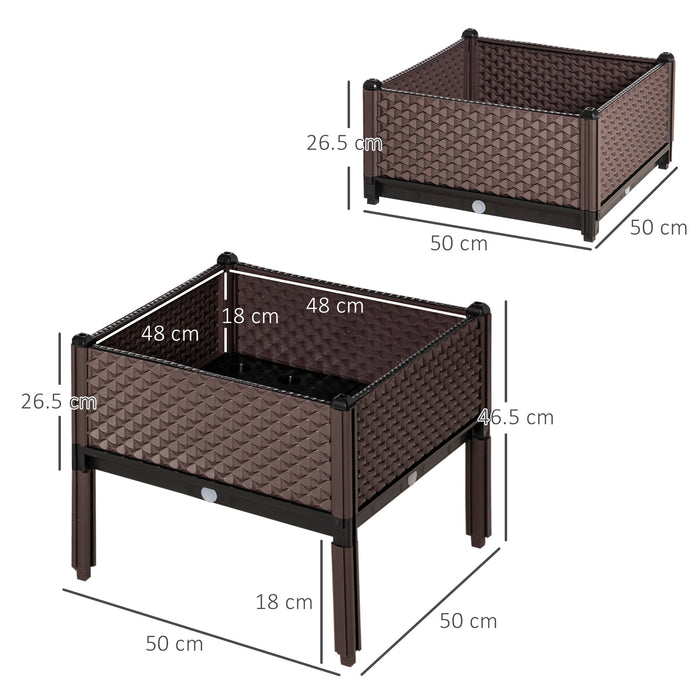 DIY Elevated Garden Bed Kit - 50cm Square Self-Watering Raised Planter Boxes for Flowers & Vegetables - Ideal for Outdoor Gardening Enthusiasts