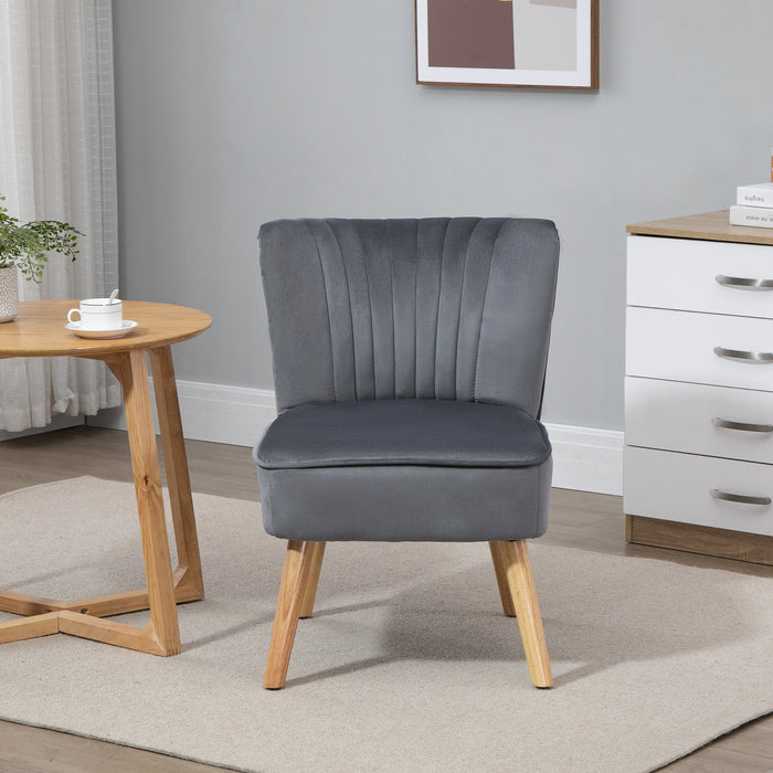 Fabric Upholstered Accent Chair - Contemporary Living Room Seat with Rubberwood Legs and Plush Cushioning, Grey - Elegant Comfort for Home or Office Spaces