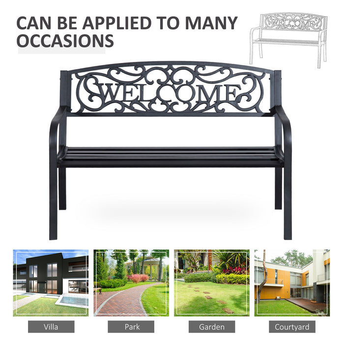 2-Person Metal Patio Bench - Outdoor Seating for Garden, Park, & Porch - Durable Weather-Resistant Love Seat