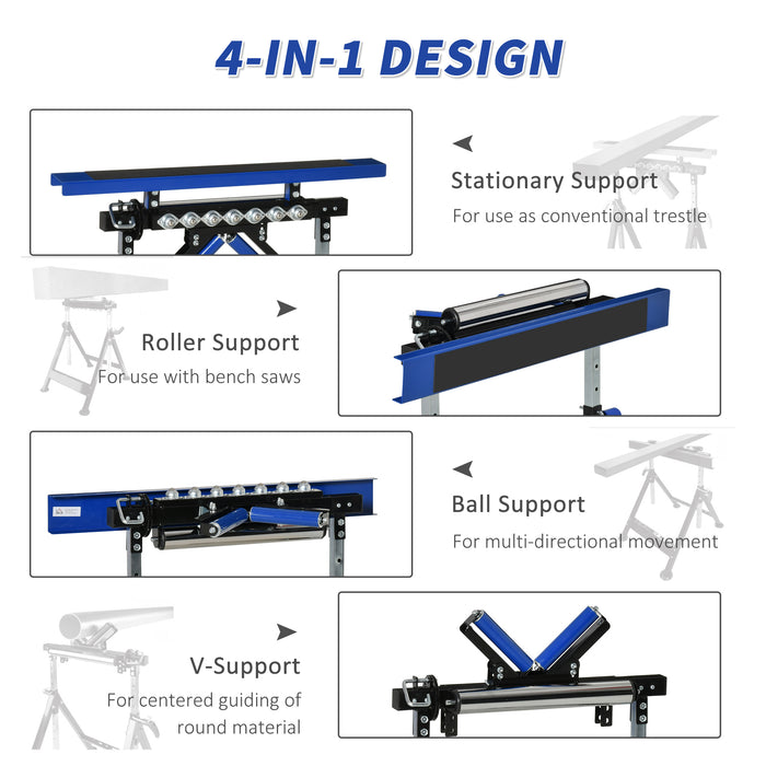 4-in-1 Multi-Function Workbench - Work Table, Ball Support, Roller Stand, Height-Adjustable, Steel Frame - Ideal for Workshop and Garage Use