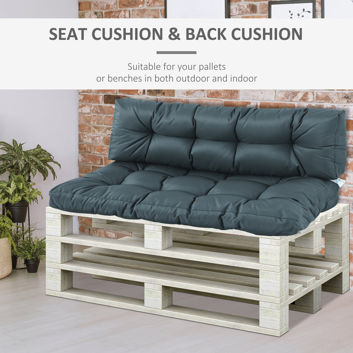 Comfortable Tufted Pallet Cushions - 2 Piece Set for Garden, Patio, 120x80x12cm, Waterproof - Ideal for Indoor & Outdoor Seating, Dark Grey