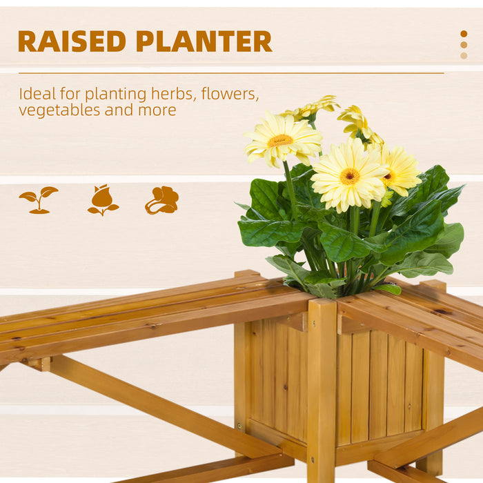 Corner Wooden Planter Bench - Outdoor Patio Combo with Seating and Plant Box - Ideal for Garden, Park, and Deck Lounging Space