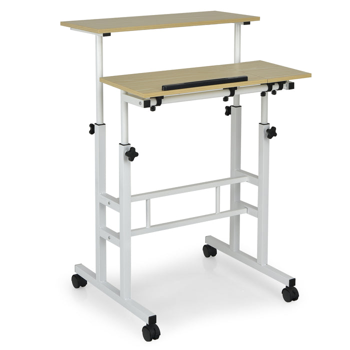 Workstation on Wheels - Height Adjustable Stand up or Sit down Desk - Ideal for Flexible Working Environments