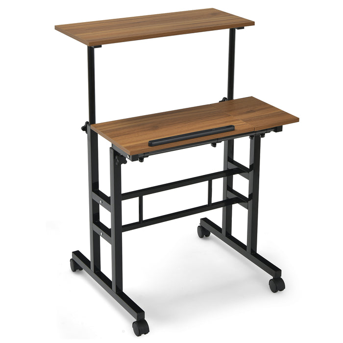 Workstation on Wheels - Height Adjustable Stand up or Sit down Desk - Ideal for Flexible Working Environments