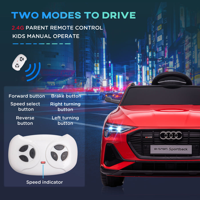 Audi E-tron 12V Electric Ride On - Kid's Car with Music, LED Lights & Suspension Wheels - Perfect for 3-5 Year Olds with Parental Remote Control