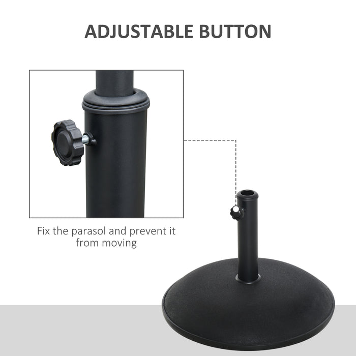 Heavy-Duty 25kg Concrete Umbrella Base - Round Black Parasol Weight Stand for Outdoor Patios, Diameter 50cm - Sturdy Support for Sunshades and Umbrellas