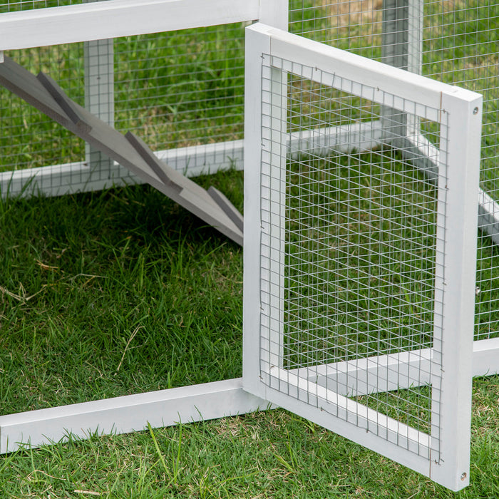 2-Tier Wooden Rabbit Hutch & Guinea Pig Cage - Outdoor/Indoor Small Animal House with Sunlight Panel Roof & Slide-out Tray - Perfect for Bunny and Small Pet Habitats