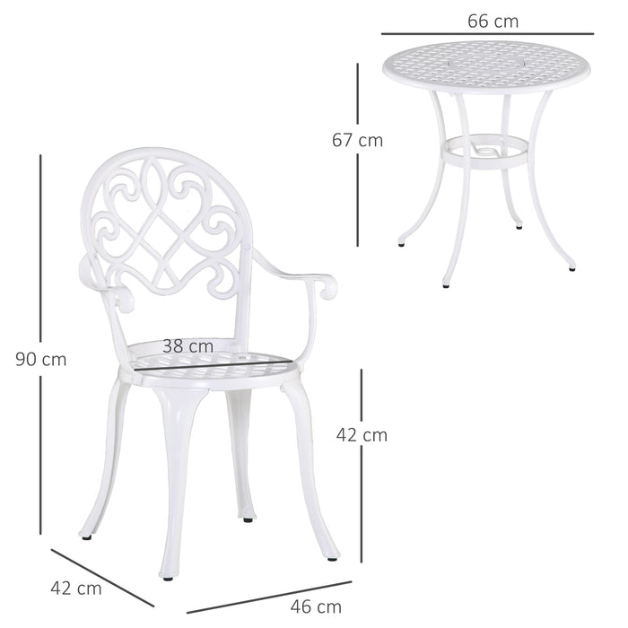 Bistro Round Table and 2 Chair Set - 3-Piece Aluminum Garden Furniture for Outdoor/Indoor Use - Perfect for Patio, Balcony, and Dining Spaces