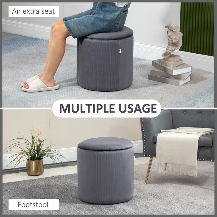 Contemporary Ottoman Set with Storage - Fabric-Covered Footrest and Seating Solution with Removable Tops, Set of 2 in Grey - Versatile Furniture for Space Saving and Comfort