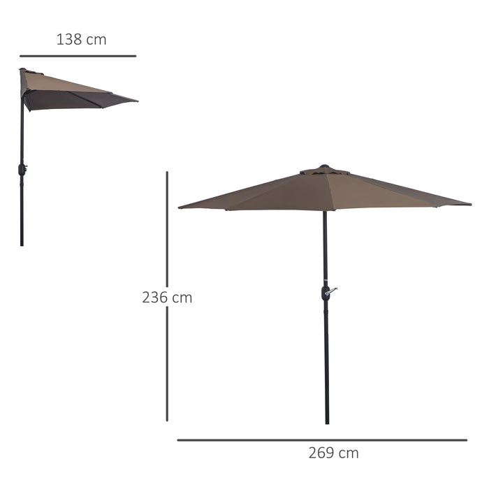 2.7m Half Parasol Umbrella for Balconies - Sturdy 5 Steel Rib Design, Outdoor Shade Solution - Perfect for Small Spaces and Garden Patios