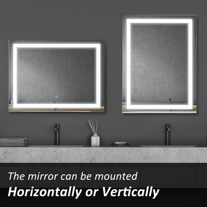 LED Vanity Mirror for Bathroom - 80x60cm Wall Mounted Illuminated Mirror with Touch Switch - Enhances Home Decor and Lighting for Grooming