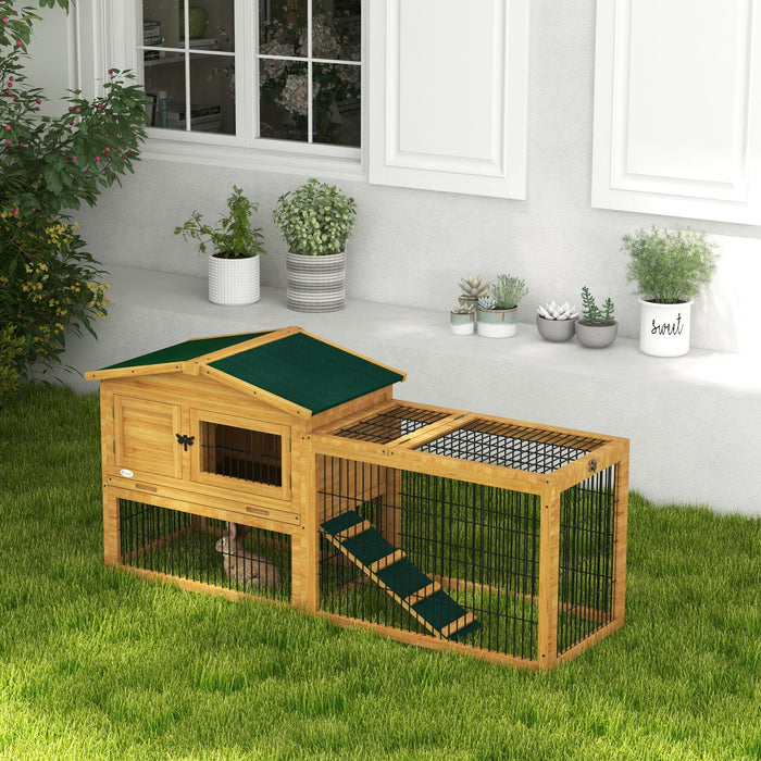 Deluxe Wooden Rabbit Hutch - Spacious Outdoor Run and Weather-Resistant Coating, Yellow - Ideal Home for Pet Rabbits and Small Animals