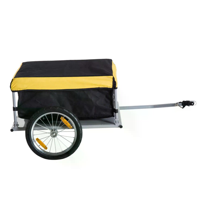 Steel Frame Bike Cargo Trailer - Sturdy Storage Cart and Luggage Trailer with Hitch, Yellow - Ideal for Transporting Goods and Outdoor Adventures