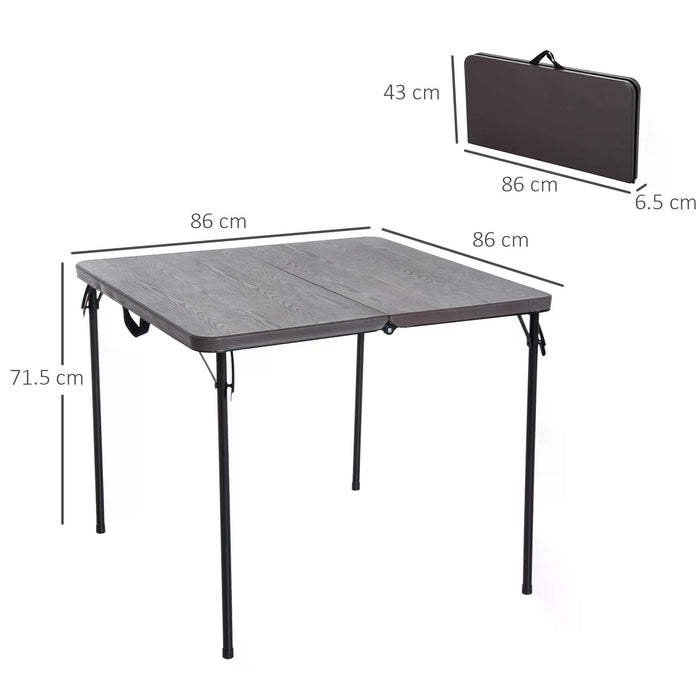 Outdoor Folding Table - Sturdy Portable Setup for Garden, Camping, BBQs & Parties - 86x86cm Weather-Resistant Surface in Stylish Black/Brown Design