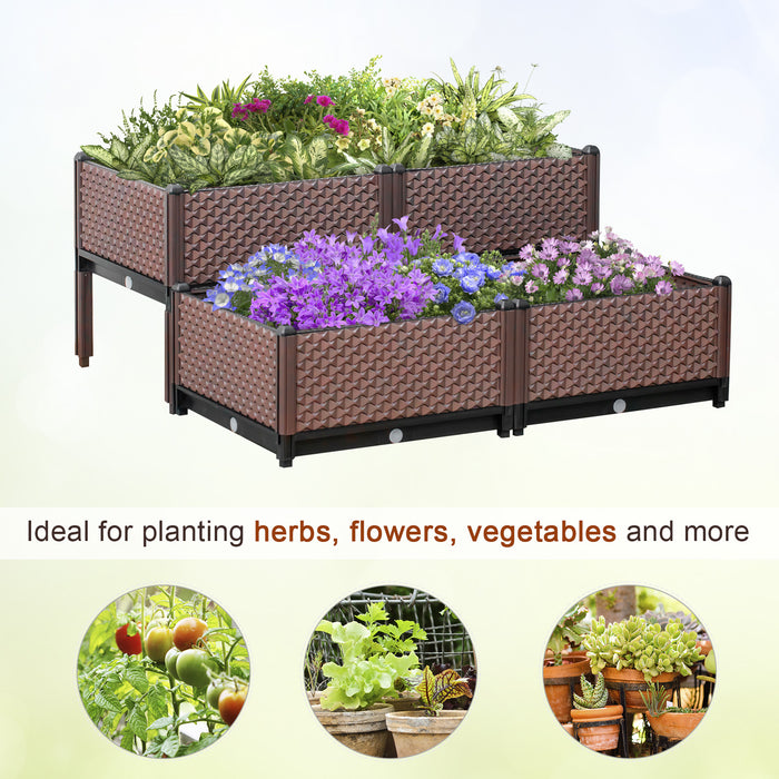 DIY Elevated Garden Bed Kit - 50cm Square Self-Watering Raised Planter Boxes for Flowers & Vegetables - Ideal for Outdoor Gardening Enthusiasts