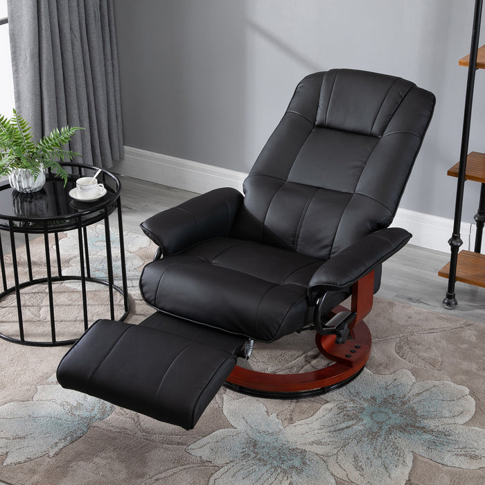 Manual Reclining Armchair - Faux Leather Upholstered Sofa with Wooden Base - Comfort Seating for Living Room and Bedroom