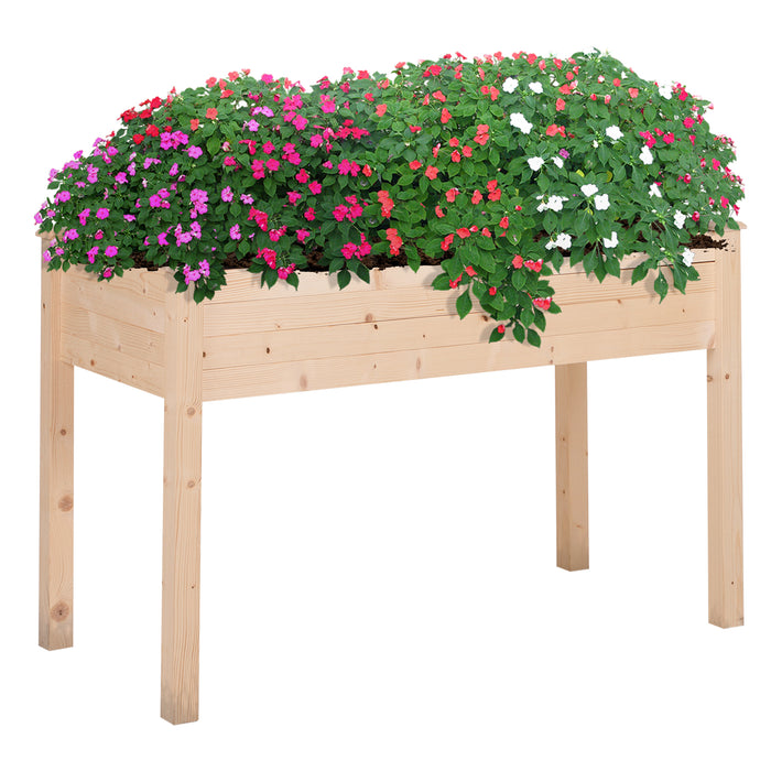 Rectangular Fir Wood Planter Box - Durable Non-Woven Fabric Garden Bed, 122.5x56.5x76cm - Ideal for Indoor/Outdoor Gardening