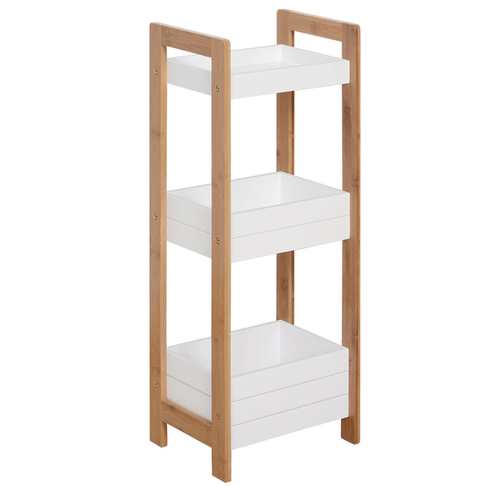 Bamboo 3-Tier Bathroom Rack - Narrow Space Storage Shelf Organizer for Shower Essentials - Ideal for Small Bathrooms and Tight Spaces