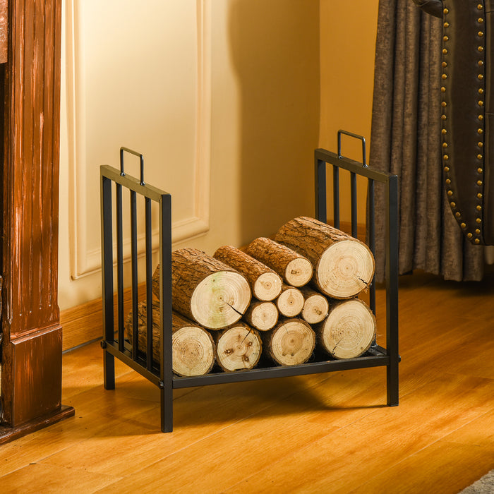 Outdoor/Indoor Firewood Log Rack - Sturdy Fireplace Wood Storage Holder with Dual Handles, 42x32.5x46 cm - Ideal for Hearth Maintenance & Organization