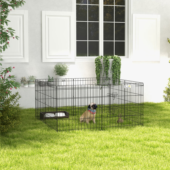 8-Panel Metal Pet Playpen - Versatile Indoor/Outdoor Animal Enclosure for Dogs, Rabbits, and Guinea Pigs - Secure 61x61 cm Cage for Puppy Training and Safe Play