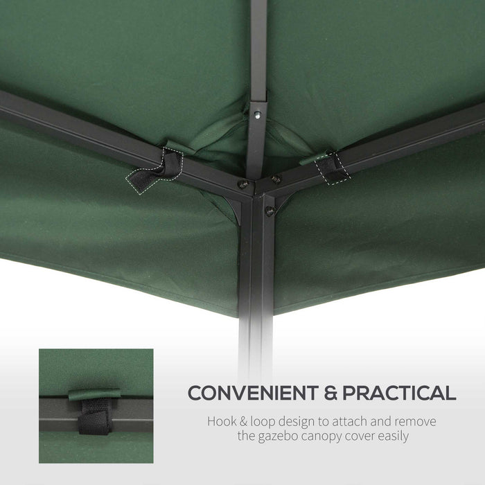 Gazebo Top Cover 3x3m - Double Tier Canopy Replacement, Pavilion Roof, Dark Green - Ideal for Outdoor Shelter and Garden Enhancement