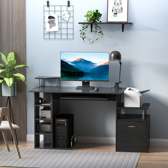 Computer Desk with CPU Storage and Shelves - Multi-Functional Home Office Workstation with Drawers - Space-Saving Design for Professionals and Students