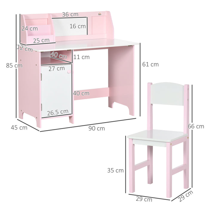 Kids Playtime Furniture - Two-Piece Pink Table and Chair Set with Whiteboard Top - Perfect for Creative Toddlers