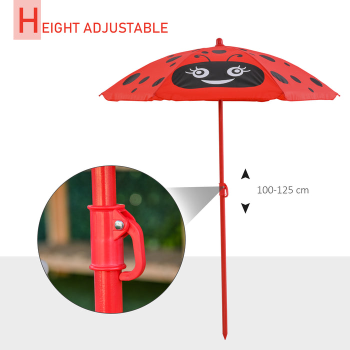 Ladybug-Themed Picnic Set - Kids' Folding Table and Chairs with Parasol for Outdoor Use - Fun and Practical Garden Furniture for Children