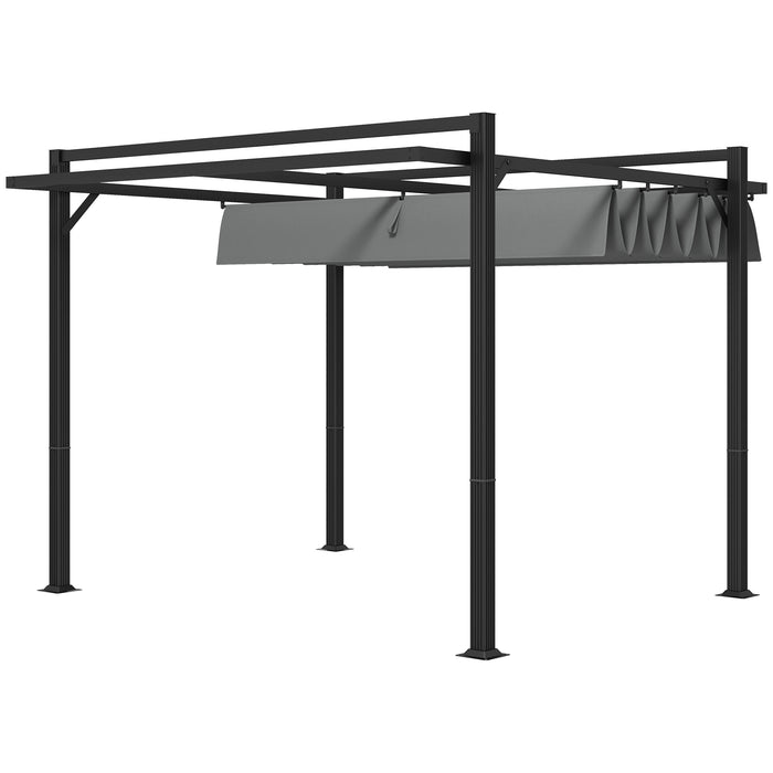 Retractable 3x3m Pergola Gazebo - Aluminium Frame Garden Shelter for Outdoor Living - Ideal for Patios, Decks, and Grill Areas, Dark Grey