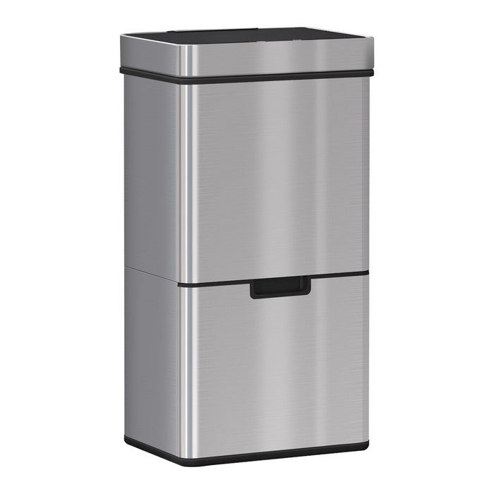 72L Recycling Sensor Bin - Stainless Steel, Touchless, 3-Compartment Separation for Wet/Dry Waste - Ideal for Home Kitchen Waste Management