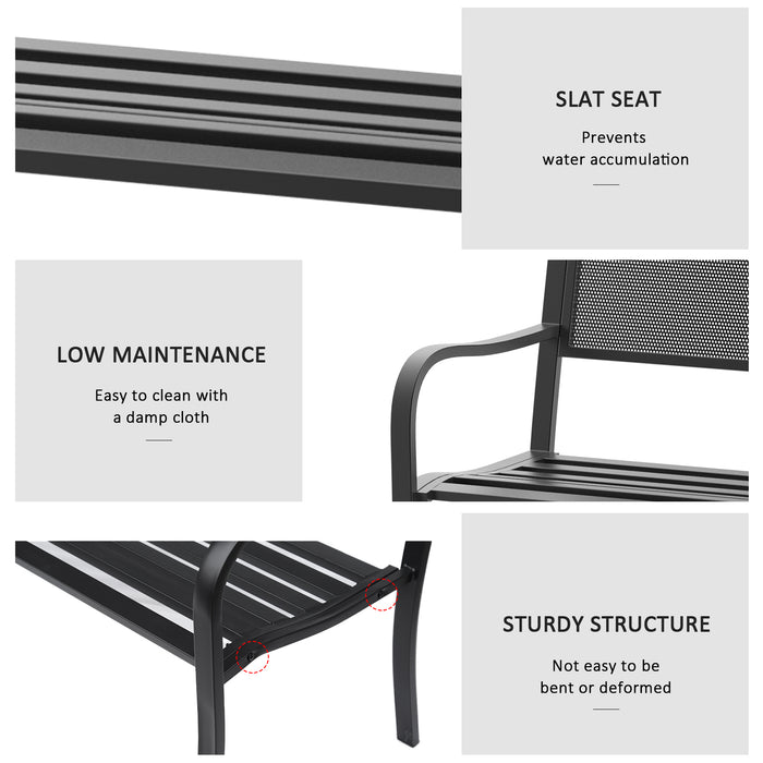 Outdoor Patio Love Seat - 2-Seater Metal Garden Bench with Mesh Net Backrest - Perfect for Park, Garden, and Porch Relaxation
