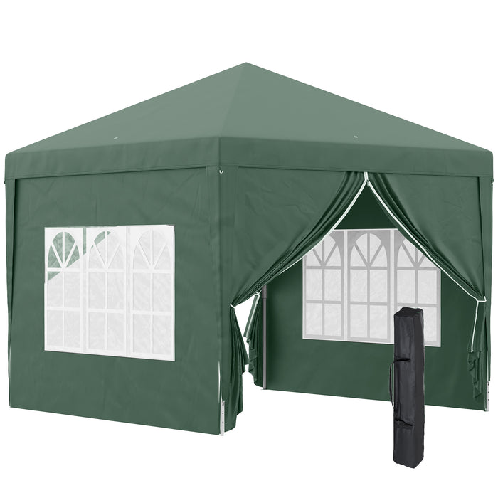 Pop Up Gazebo Marquee - 3x3 Meter Easy Assembly Outdoor Canopy, Green - Ideal for Garden Parties and Events