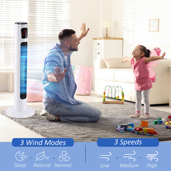 38'' Freestanding Tower Fan - 3-Speed Oscillating Cooling with LED Display & 12-Hour Timer - Perfect for Home or Office Use with 5M Remote Control