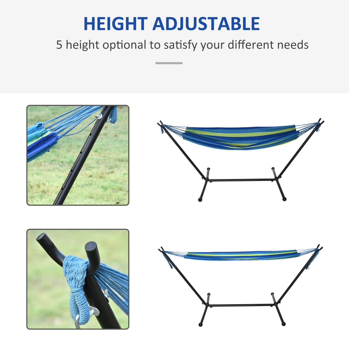 Portable Camping Hammock with Stand - 294 x 117cm, Green Stripe, 120kg Capacity, Adjustable Height, with Carrying Bag - Ideal for Outdoor Relaxation and Travel