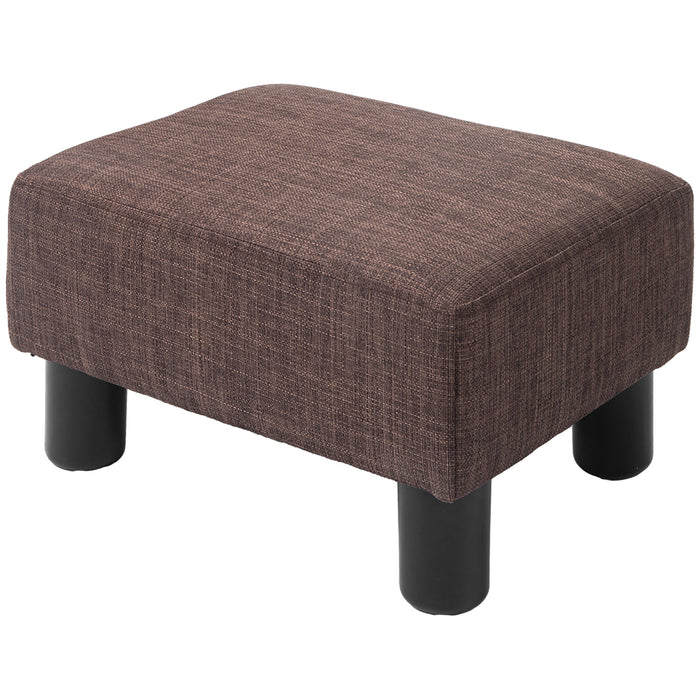 Linen Upholstered Ottoman Cube - Footstool with Durable Plastic Legs - Versatile Furniture Piece for Seating & Home Decor