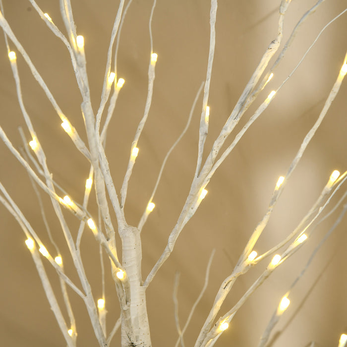 Elegant 6ft Pre-Lit Artificial White Birch Tree - 96 Warm LED Lights for Home Ambiance - Ideal for Indoor & Sheltered Outdoor Decor