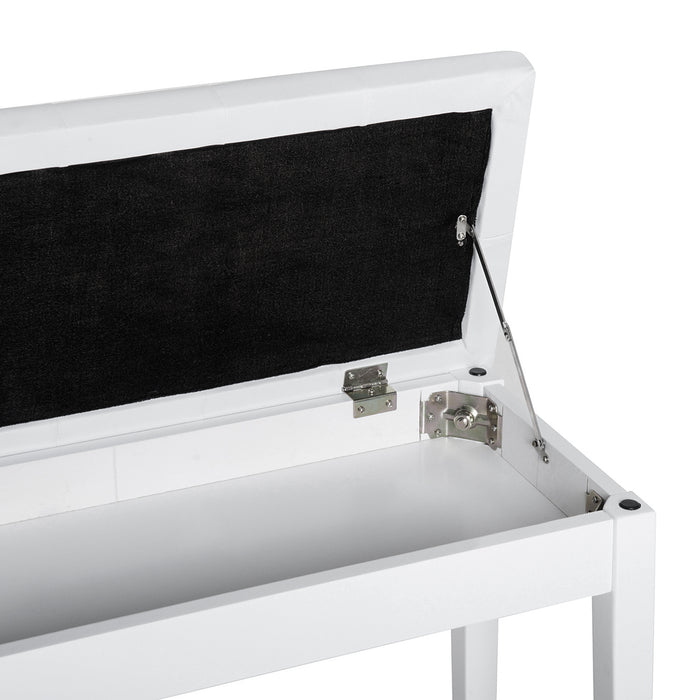 PU Leather Piano Bench - Elegant White Makeup Seat with Storage - Perfect for Musicians and Makeup Enthusiasts