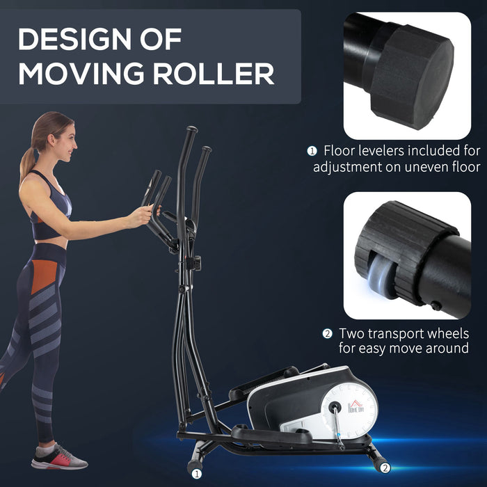 Elliptical Cross Trainer - 8-Level Adjustable Magnetic Resistance and Built-in LCD Monitor - Ideal for Home Cardio Workouts with Pulse Rate Tracking and Easy Mobility