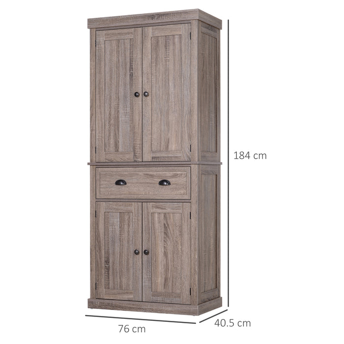 Colonial-Style Freestanding Cabinet - Ample Storage Space with Dark Wood Grain Finish, 76x40.5x184cm - Ideal for Organizing Kitchen Essentials