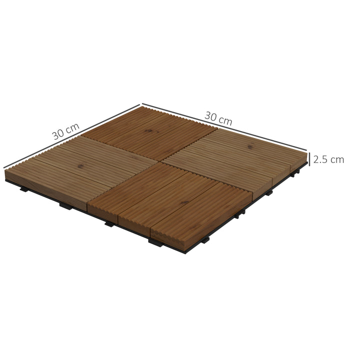 9 Pcs Wooden Garden Decking Tiles - Outdoor Patio, Balcony, and Terrace Flooring with Hot Tub Compatibility, Brown - Ideal for Enhancing Outdoor Living Spaces