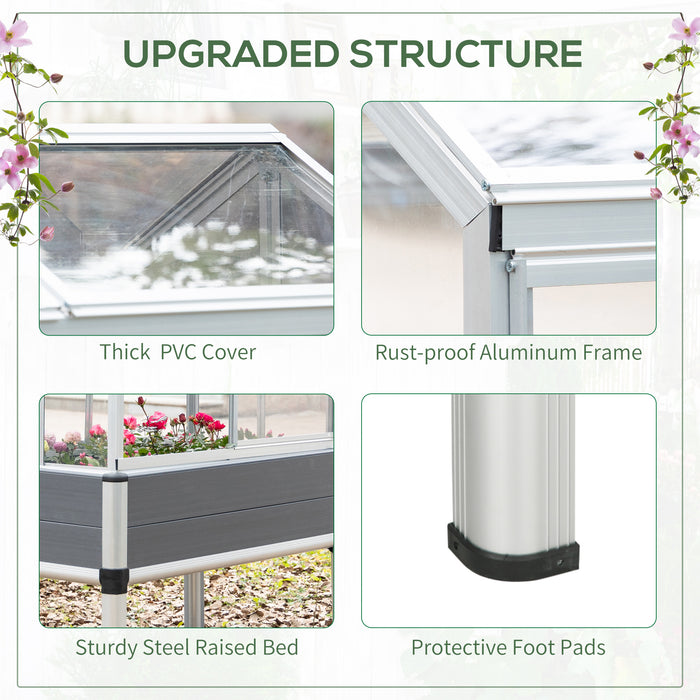 Galvanized Steel Raised Garden Beds with Greenhouse Cover - Durable Planters with Openable Windows for Ventilation - Ideal for Urban Gardening & Season Extension