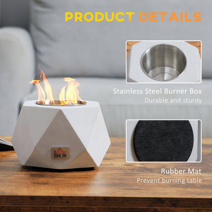 Indoor Tabletop Fire Pit Bowl - Alcohol-Fueled 15cm Concrete Firepit with Angular Design - Cozy Balcony Decor and Mini Fireplace for Home Ambiance