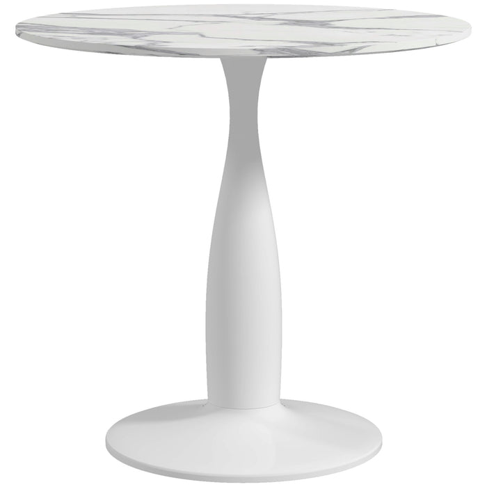 Modern Round Dining Table with Steel Base - Sturdy & Space-Efficient Design with Non-Slip Foot Pads - Ideal for Small Dining Rooms and Apartments