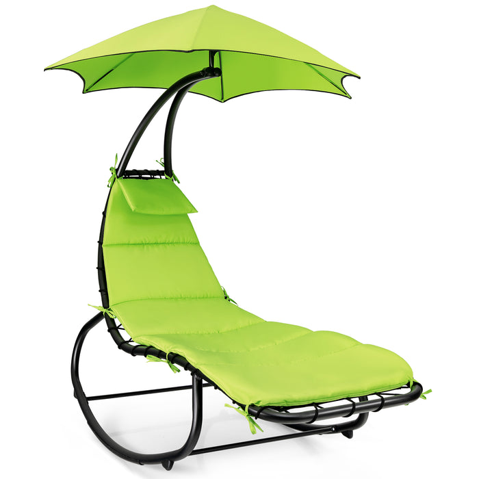 Outdoor Rocking Hammock Lounger Chair - Waterproof Canopy in Vibrant Green - Ideal for Relaxation in Garden or Patio