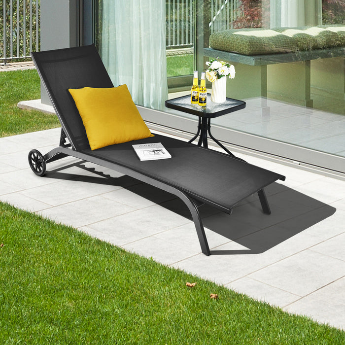 Adjustable Chaise Lounge - Smooth Rolling Wheels and Quick Dry Fabric - Ideal for Poolside Lounging and Outdoor Relaxation