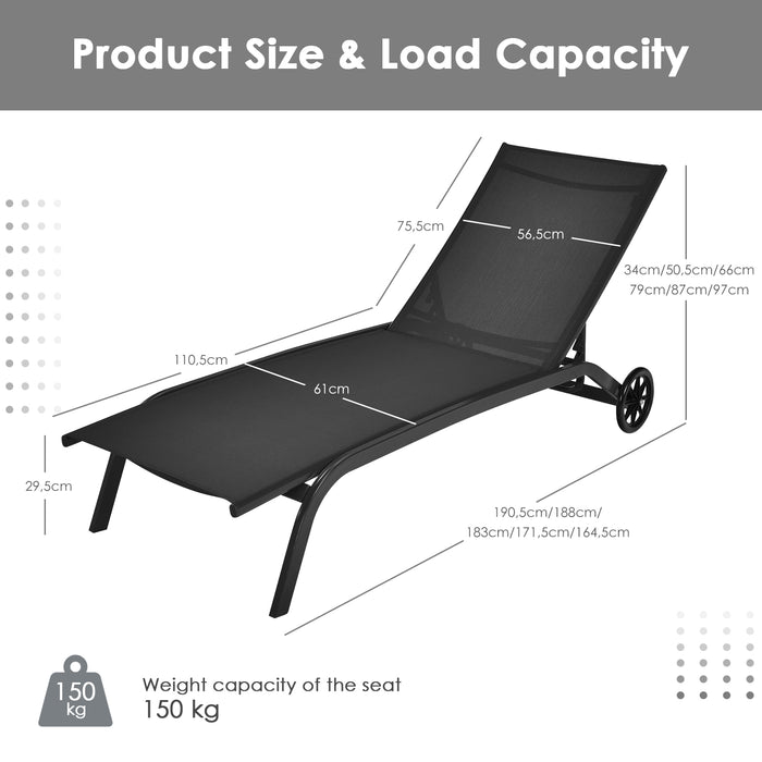 Adjustable Chaise Lounge - Smooth Rolling Wheels and Quick Dry Fabric - Ideal for Poolside Lounging and Outdoor Relaxation