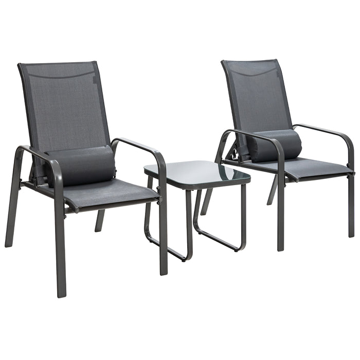 3-Piece Outdoor Furniture Set - Patio Bistro Collection with Stackable Chairs and Coffee Table - Ideal for Intimate Garden Gatherings